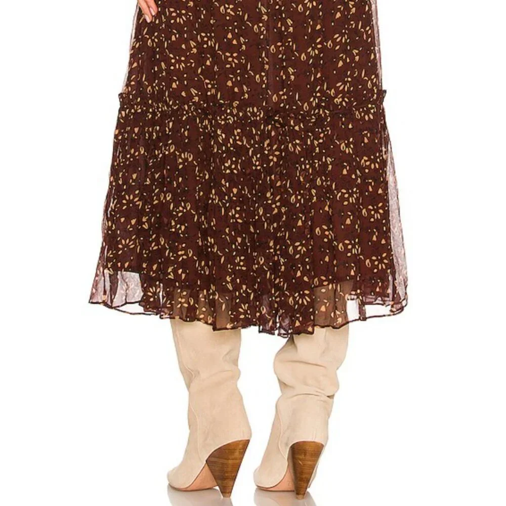 NWT Cleobella Organic Skirt Zadia Block Print Red Cream Floral Lined Maxi M